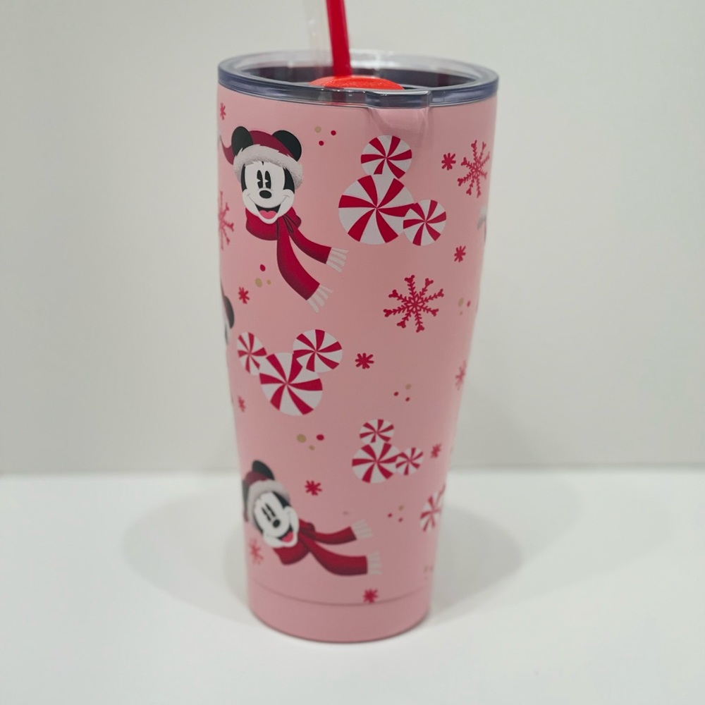 COPY - Pink Disney Mickey Mouse Christmas Metal Tumbler Cup with Straw